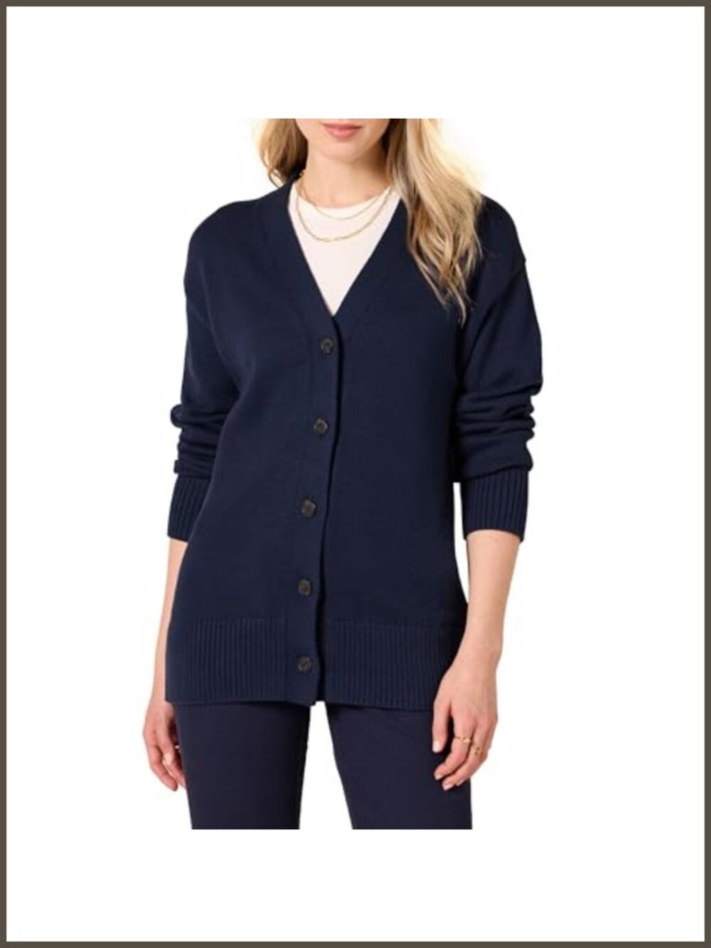 100% Cotton Relaxed Fit V-Neck Midweight Cardigan Sweater Button Front